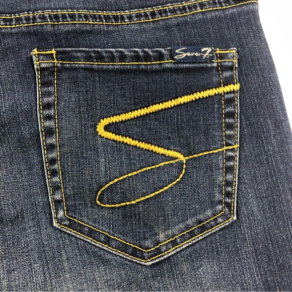 Seven7 Bermuda Shorts Denim Stretch Casual Classic Summer Dark Wash Simple - Picture 8 of 11